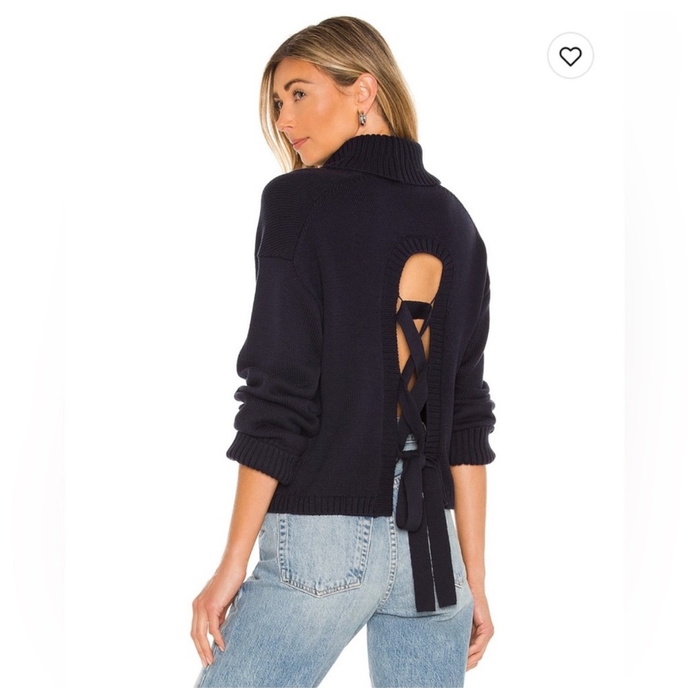 REVOLVE x 525 tie Back Turtleneck Sweater in navy